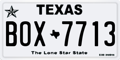 TX license plate BOX7713