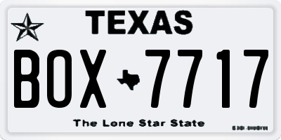 TX license plate BOX7717