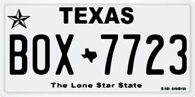 TX license plate BOX7723