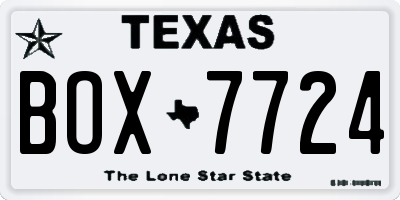TX license plate BOX7724