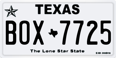 TX license plate BOX7725