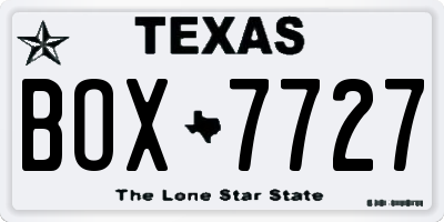 TX license plate BOX7727