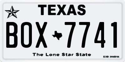 TX license plate BOX7741