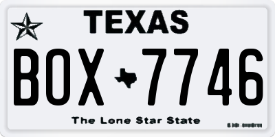 TX license plate BOX7746