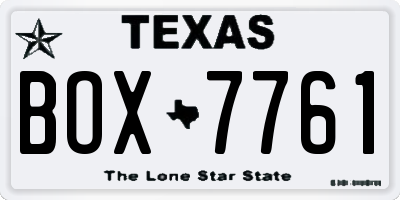 TX license plate BOX7761