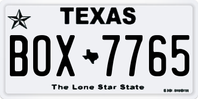 TX license plate BOX7765