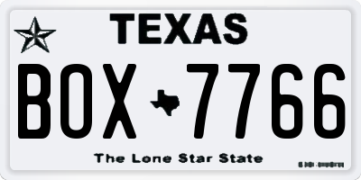TX license plate BOX7766