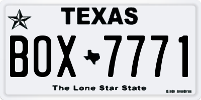 TX license plate BOX7771