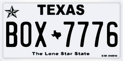 TX license plate BOX7776