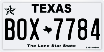 TX license plate BOX7784