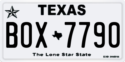 TX license plate BOX7790