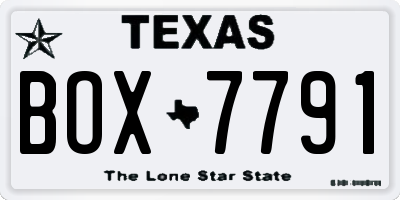 TX license plate BOX7791
