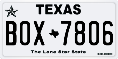 TX license plate BOX7806