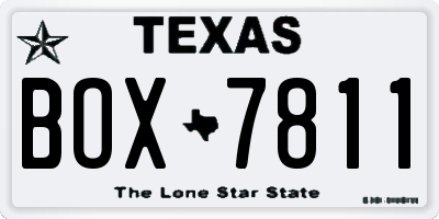 TX license plate BOX7811