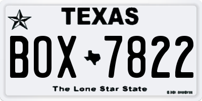 TX license plate BOX7822