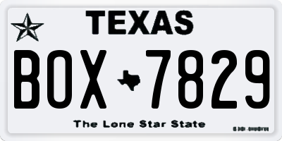 TX license plate BOX7829