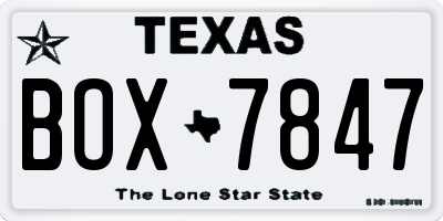 TX license plate BOX7847