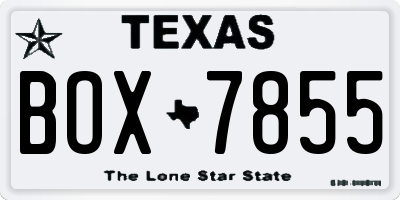 TX license plate BOX7855
