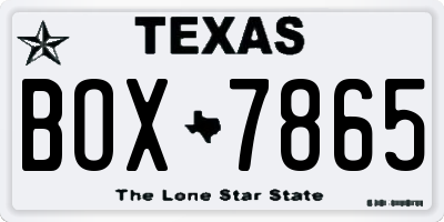 TX license plate BOX7865