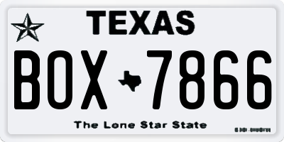 TX license plate BOX7866