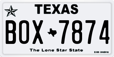 TX license plate BOX7874