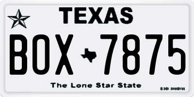 TX license plate BOX7875