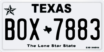 TX license plate BOX7883