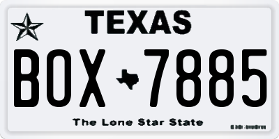 TX license plate BOX7885