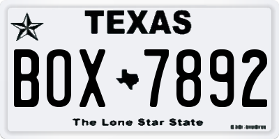 TX license plate BOX7892