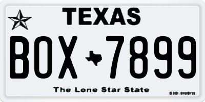 TX license plate BOX7899