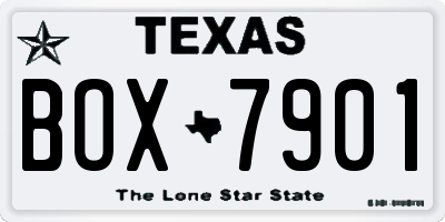 TX license plate BOX7901