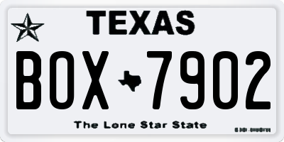 TX license plate BOX7902