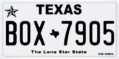 TX license plate BOX7905