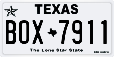 TX license plate BOX7911