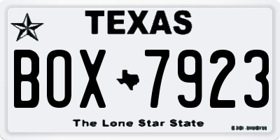 TX license plate BOX7923