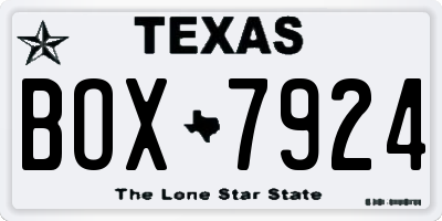 TX license plate BOX7924