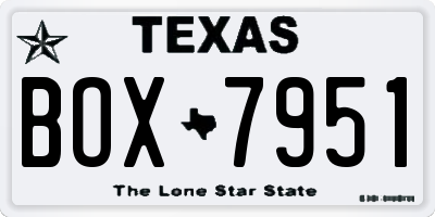 TX license plate BOX7951