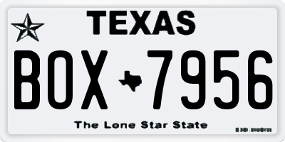 TX license plate BOX7956