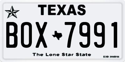 TX license plate BOX7991