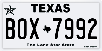 TX license plate BOX7992