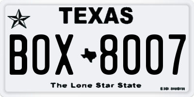 TX license plate BOX8007