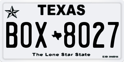 TX license plate BOX8027