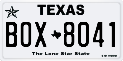 TX license plate BOX8041