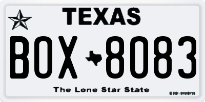 TX license plate BOX8083