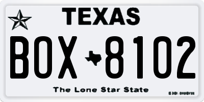 TX license plate BOX8102