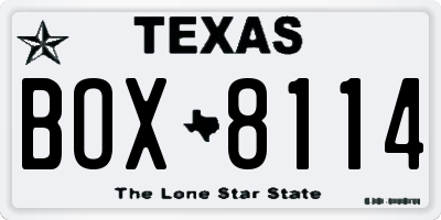 TX license plate BOX8114