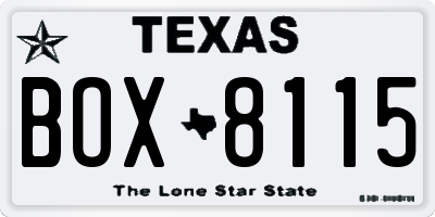 TX license plate BOX8115