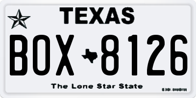 TX license plate BOX8126