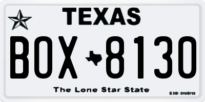 TX license plate BOX8130