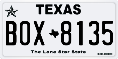 TX license plate BOX8135